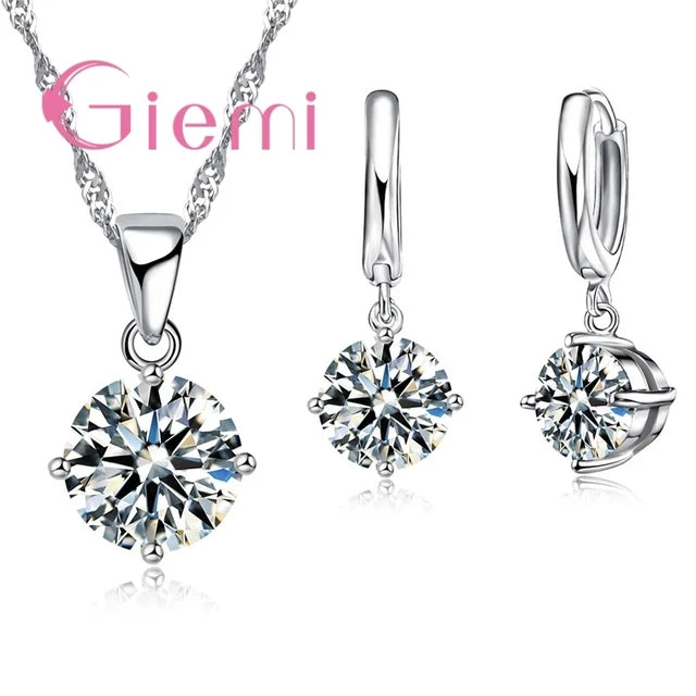 Silver Crystal Jewelry Set