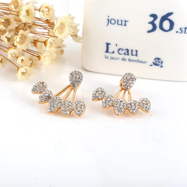 Shiny CZ Leaf Hoop Earrings