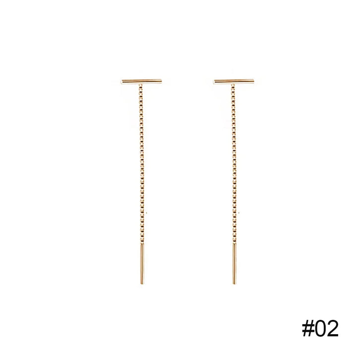 Minimalist Silver Tassel Chain Earrings for Women