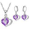 Silver Zircon Heart Jewelry Set