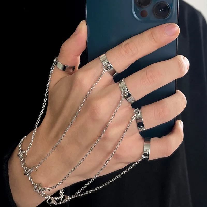 مجموعة أساور على شكل عقرب بانك عتيق للنساء والرجال، أساور متصلة بحلقات كريستالية قوطية، مجوهرات