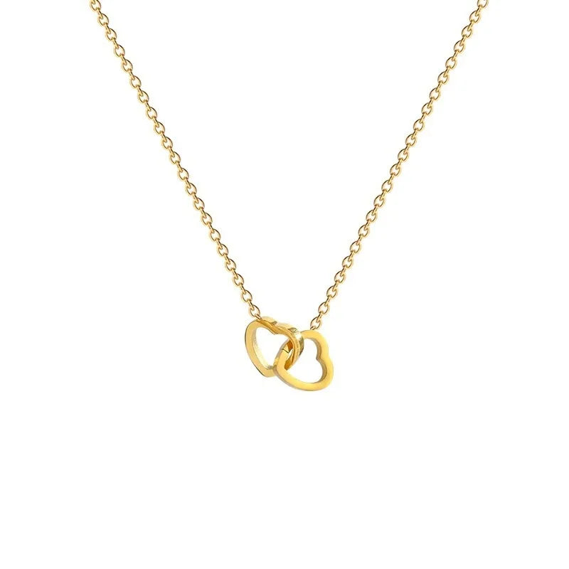 Double Heart Pendant Necklace for Women