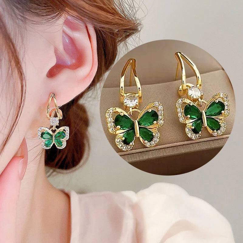 Vintage Green Crystal Earrings