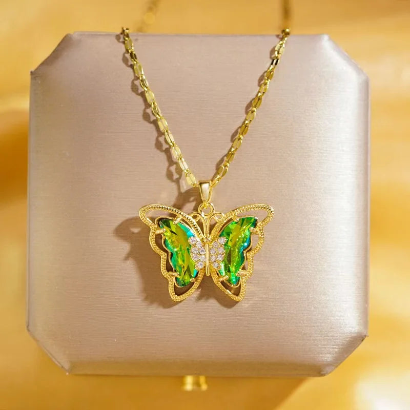 Hollow Titanium Steel Butterfly Necklace