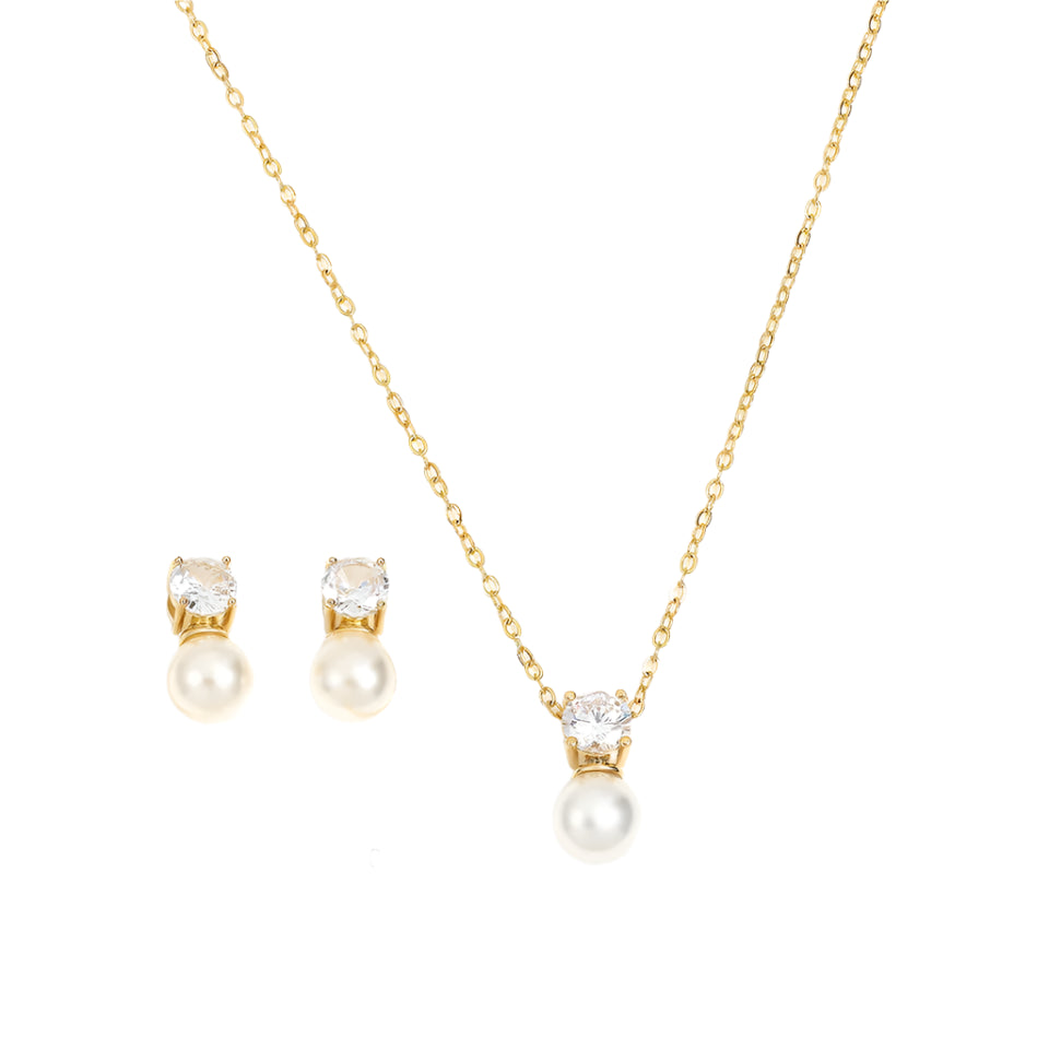 Pearl Zircon Jewelry Set