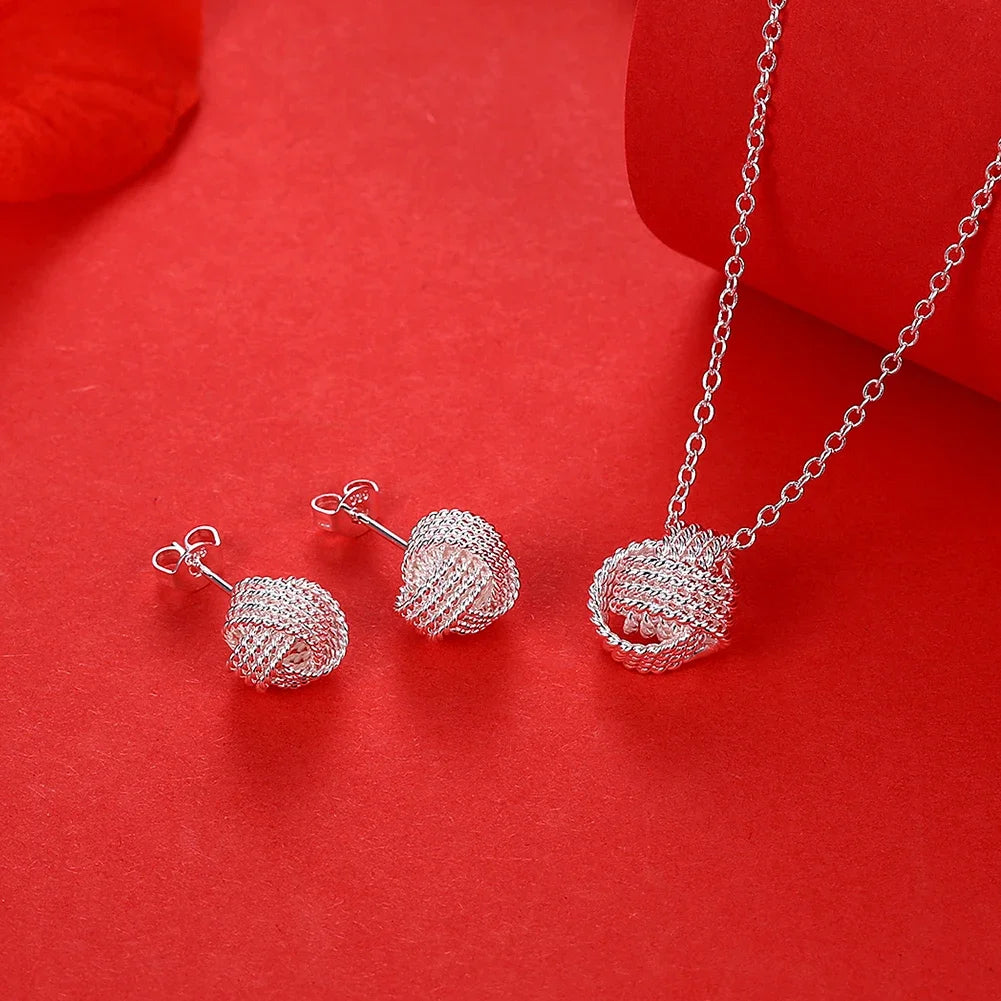 Silver Ball Jewelry Set