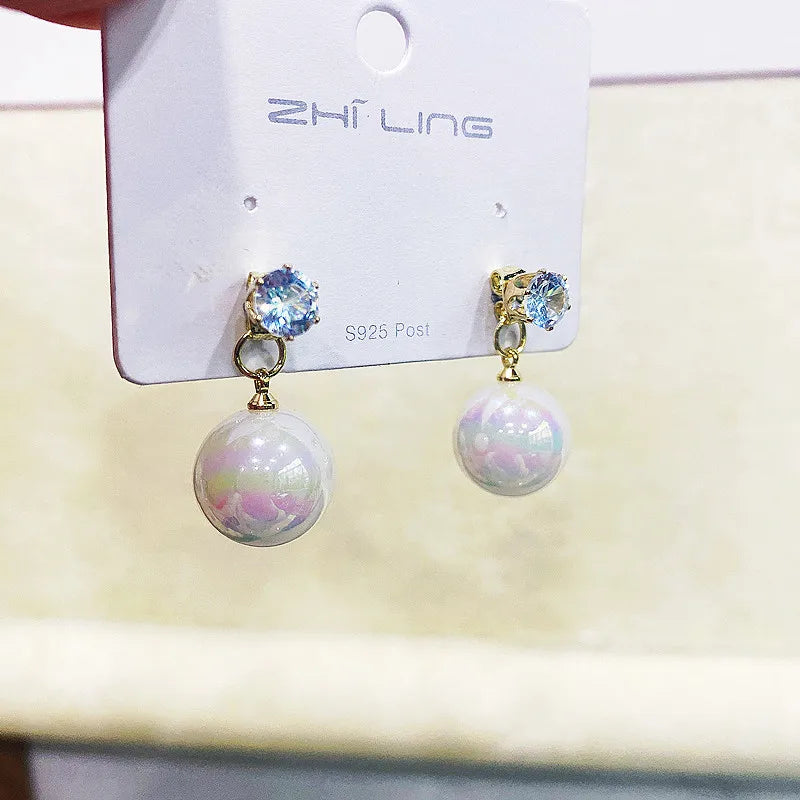 Opal G-Letter Rhinestone Stud Earrings