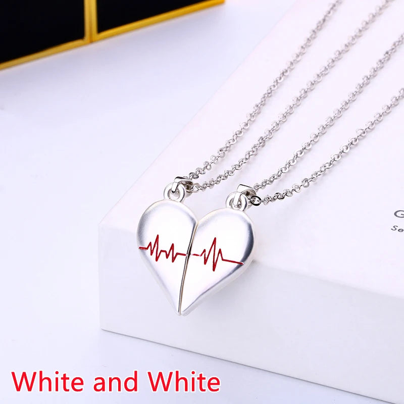 Couple Electrocardiogram Heart Necklace