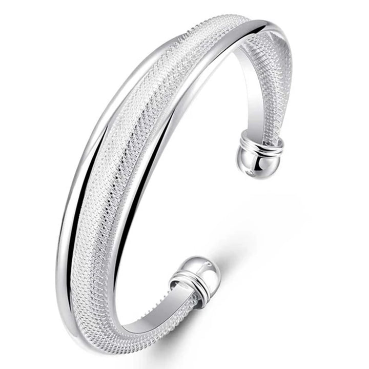 Silver Smooth Reticulated Bangle