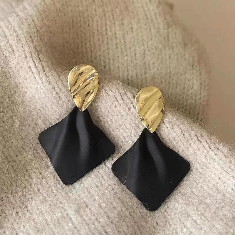 Women's Double Color Rhombus Earrings