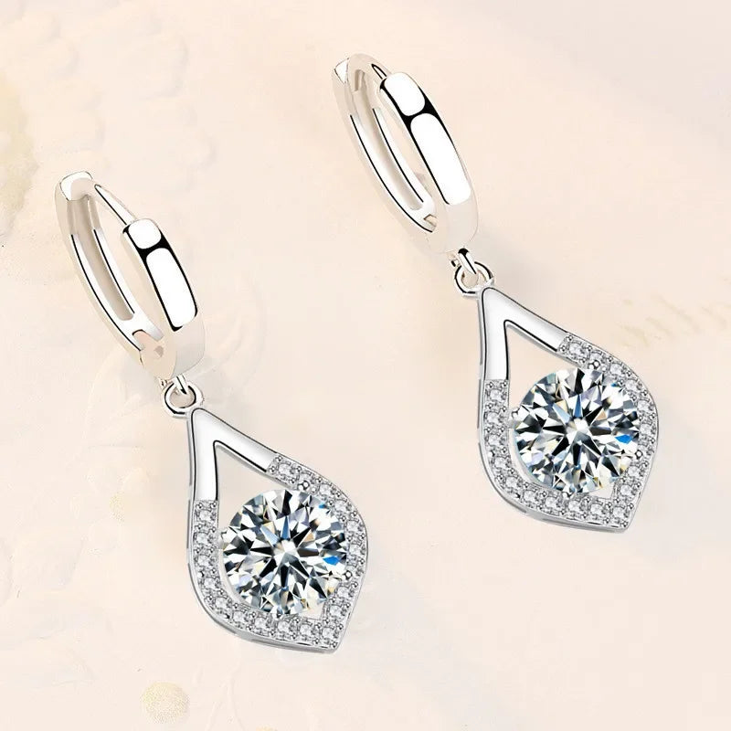 Sterling Silver Crystal Zircon Earrings