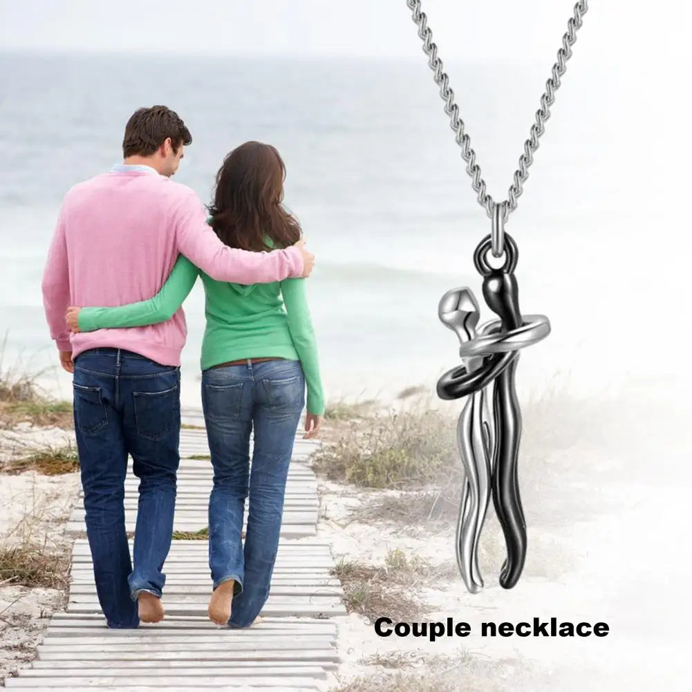 Hip Hop Embrace Couple Necklace