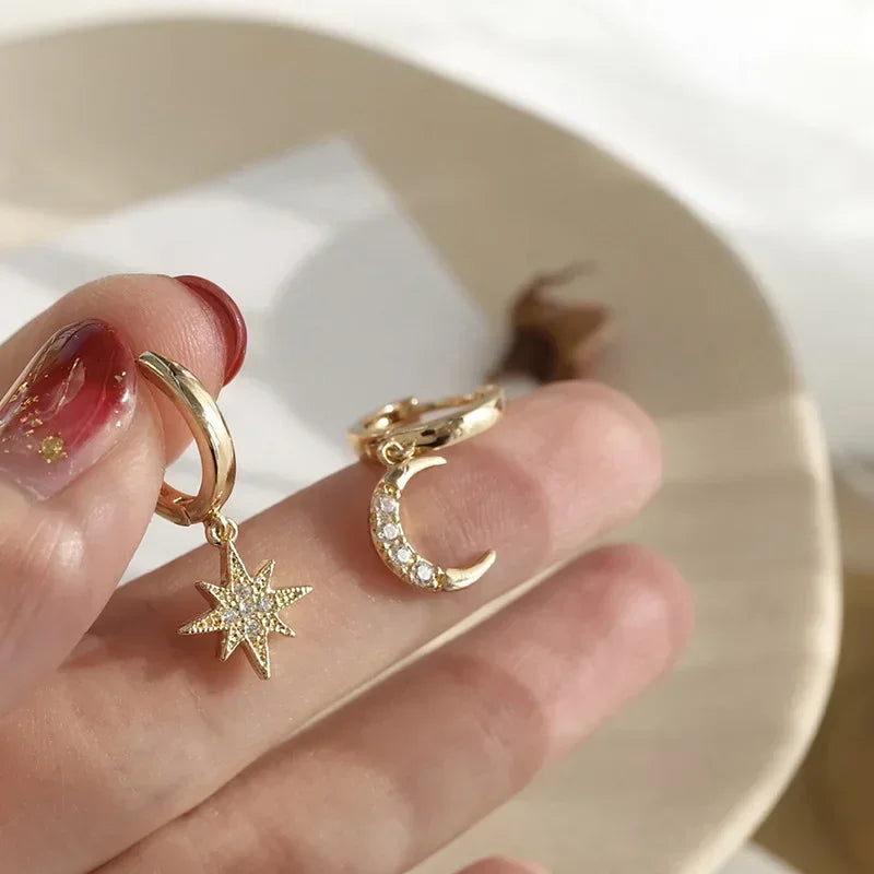 Adjustable Sparkling Moon Sun Star Ring