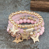 Trendy Pink Butterfly Bracelet Set