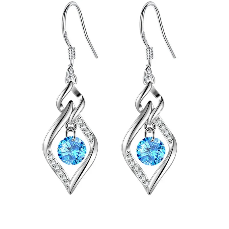 Sterling Silver Crystal Zircon Earrings