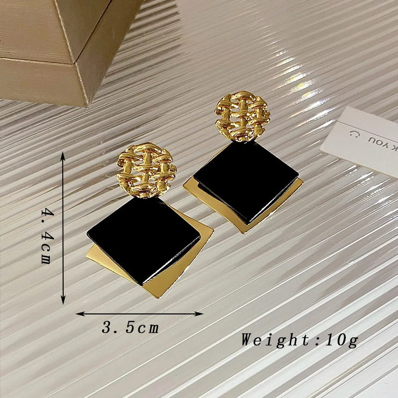 Women's Double Color Rhombus Earrings