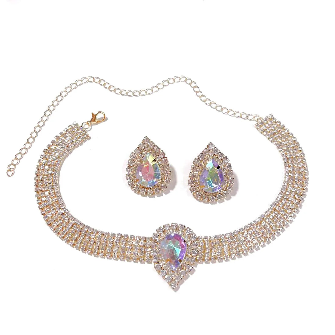 Rhinestone Bridal Choker Jewelry Set