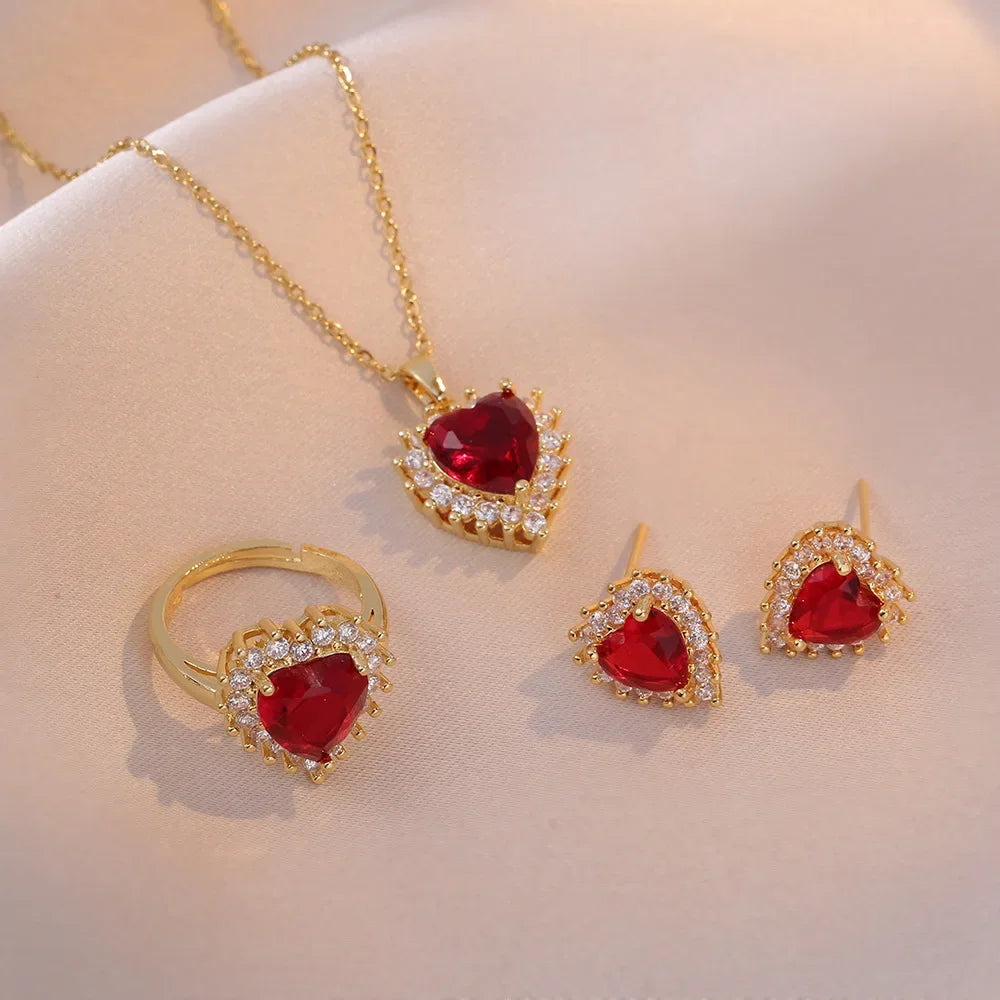 Zircon Ruby Love Jewelry Set