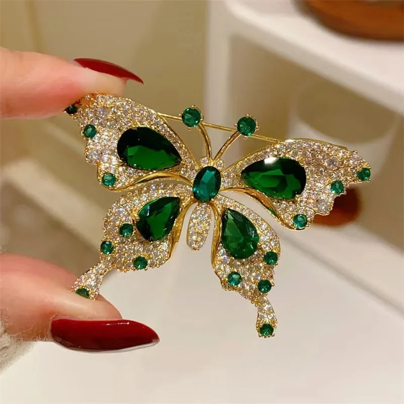 Green Emerald Butterfly Brooch Jewelry