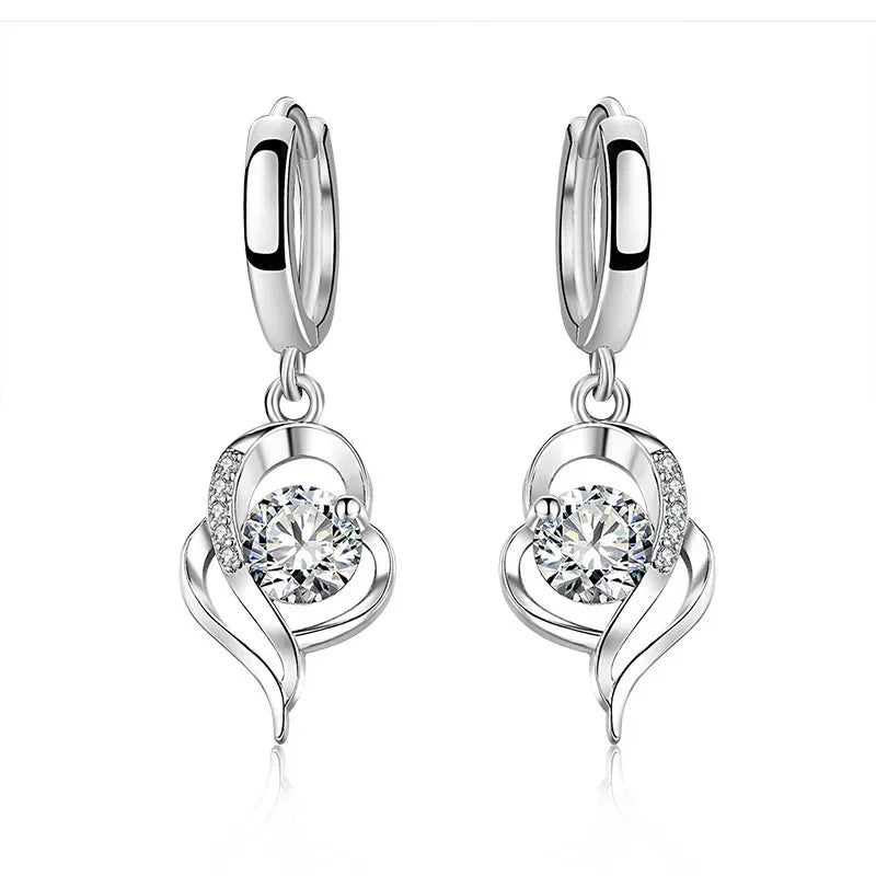 Sterling Silver Crystal Zircon Earrings