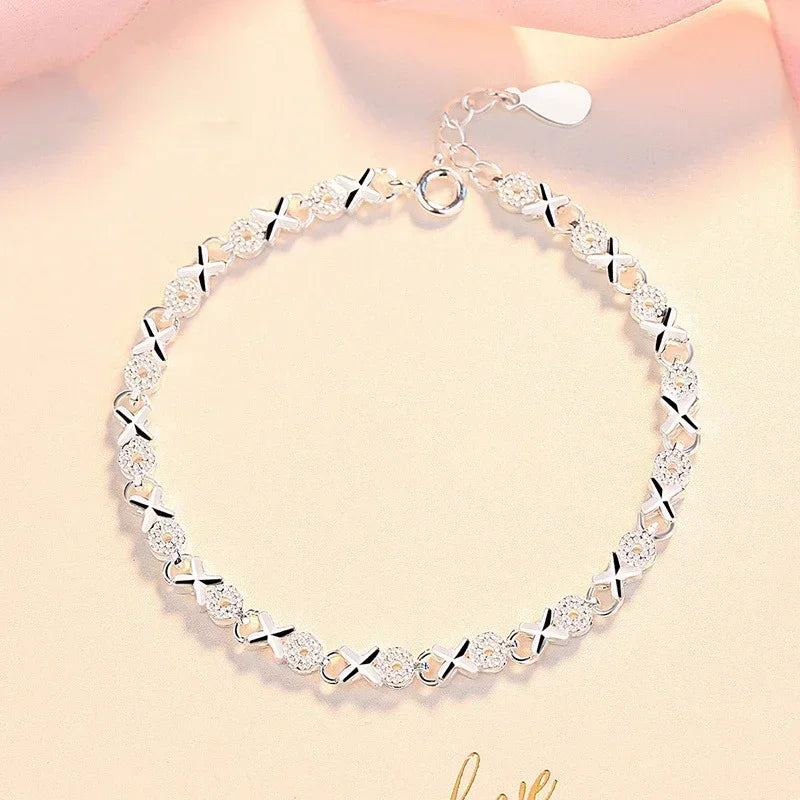 Silver XO Chain Bracelet