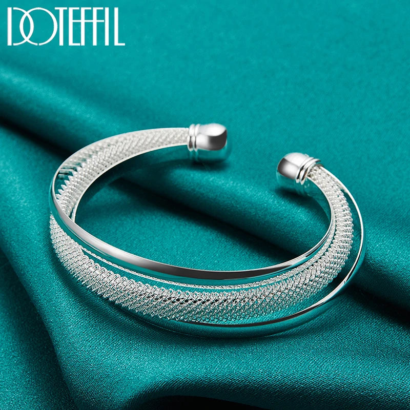 Silver Smooth Reticulated Bangle