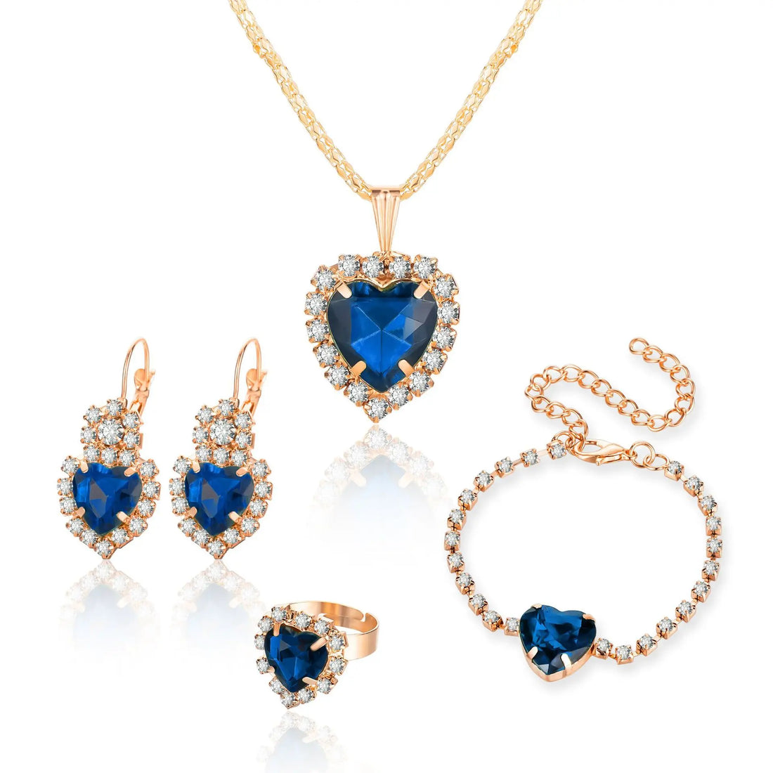 Blue Crystal Wedding Jewelry Set