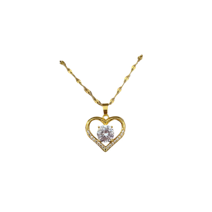 Artificial Gems Heart Pendant Necklace