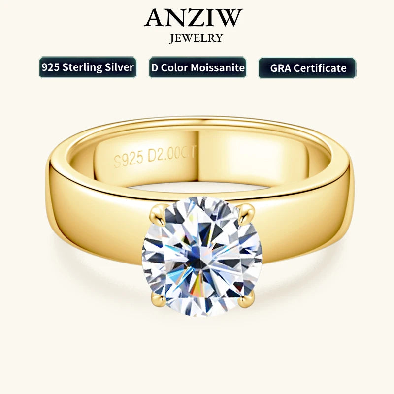 Gold Plated Moissanite Ring