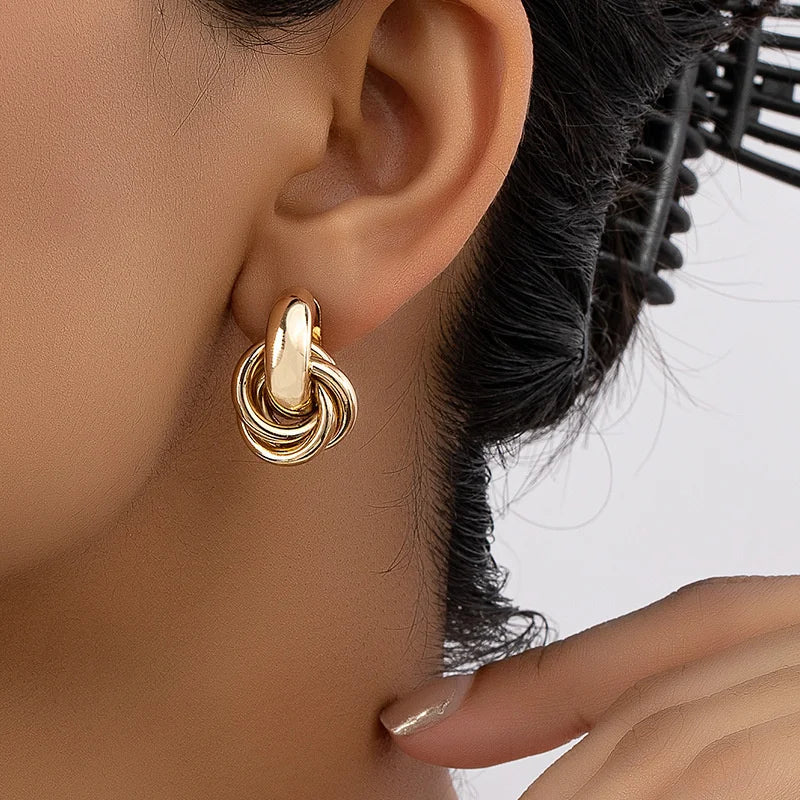 Vintage Metallic Twisted Circle Earrings