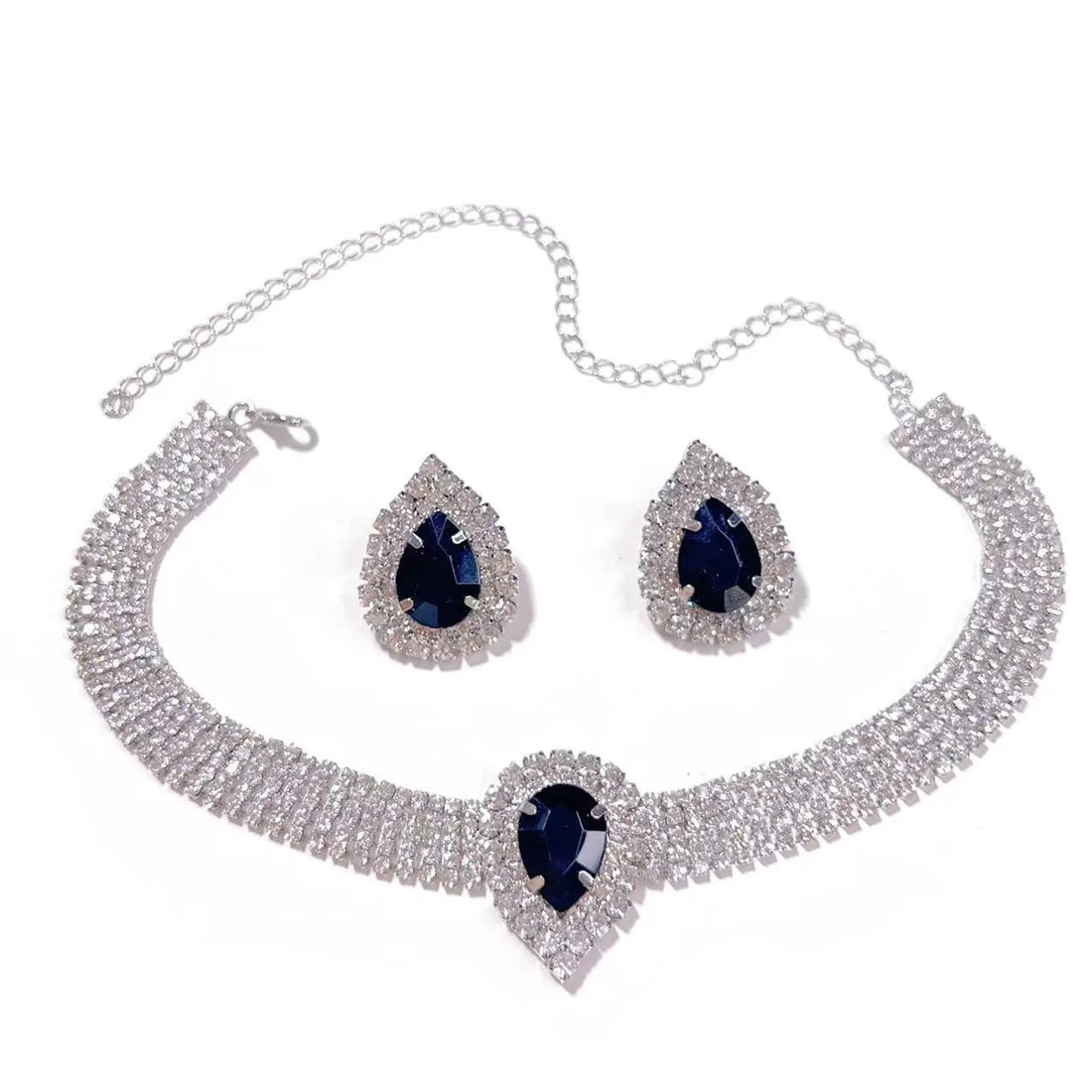 Rhinestone Bridal Choker Jewelry Set