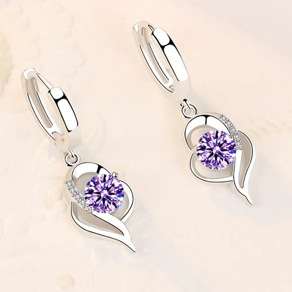 Sterling Silver Crystal Zircon Earrings