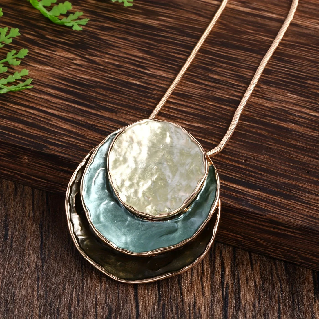 Vintage Layered Earring Necklace Set with Circular Pendants