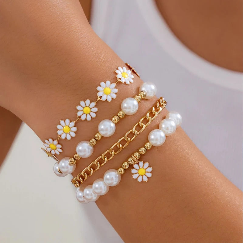 Vintage Daisy Boho Bracelet Set