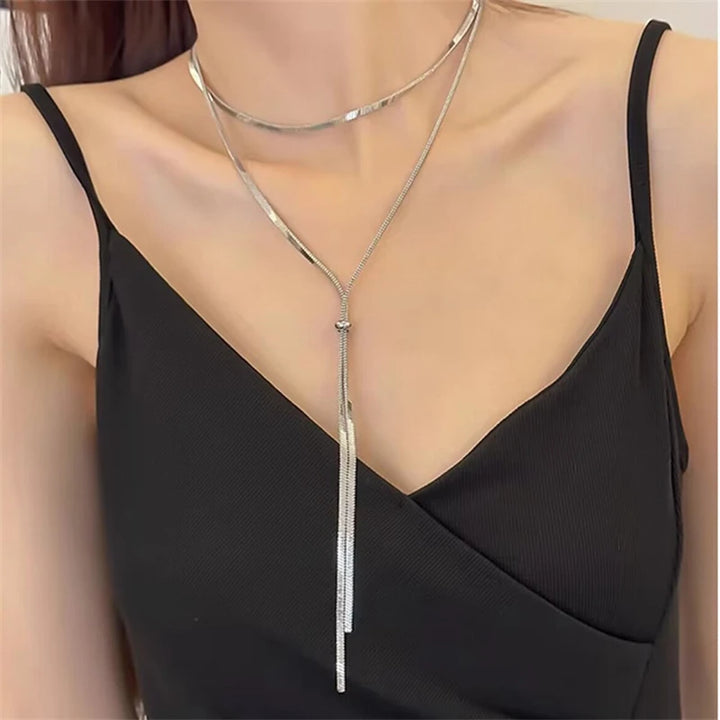 316L Stainless Steel Adjustable Snake Chain Choker Necklace