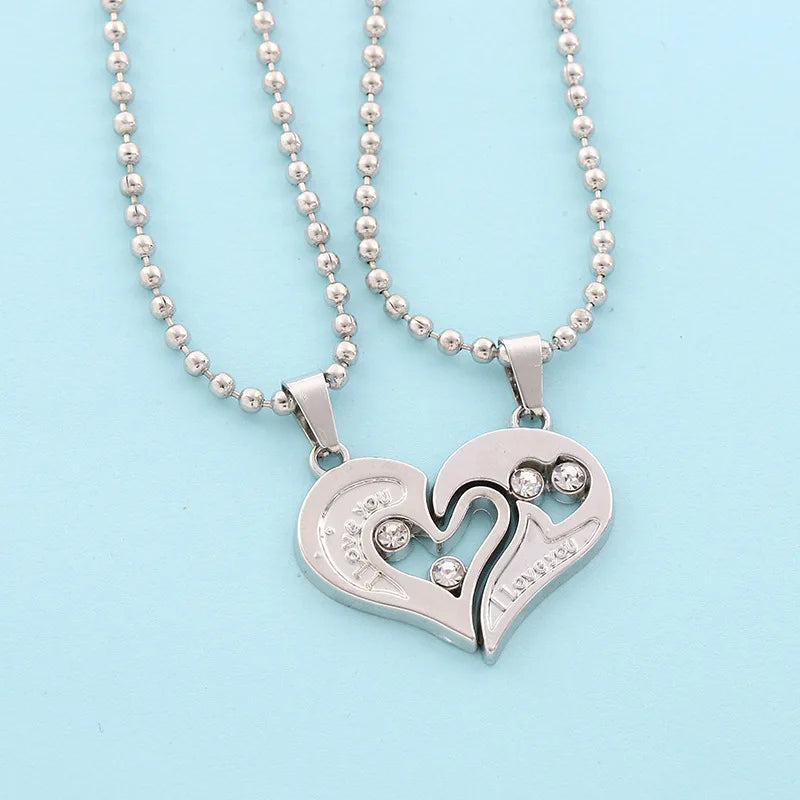 Couple Electrocardiogram Heart Necklace