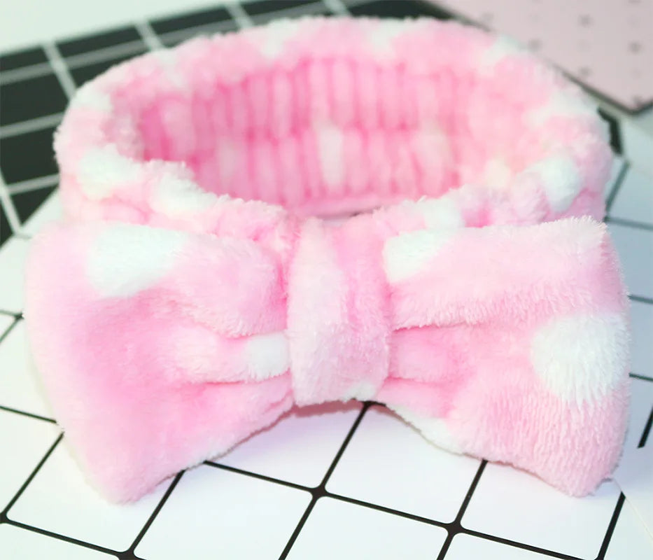 Soft Coral Fleece Bow Headband