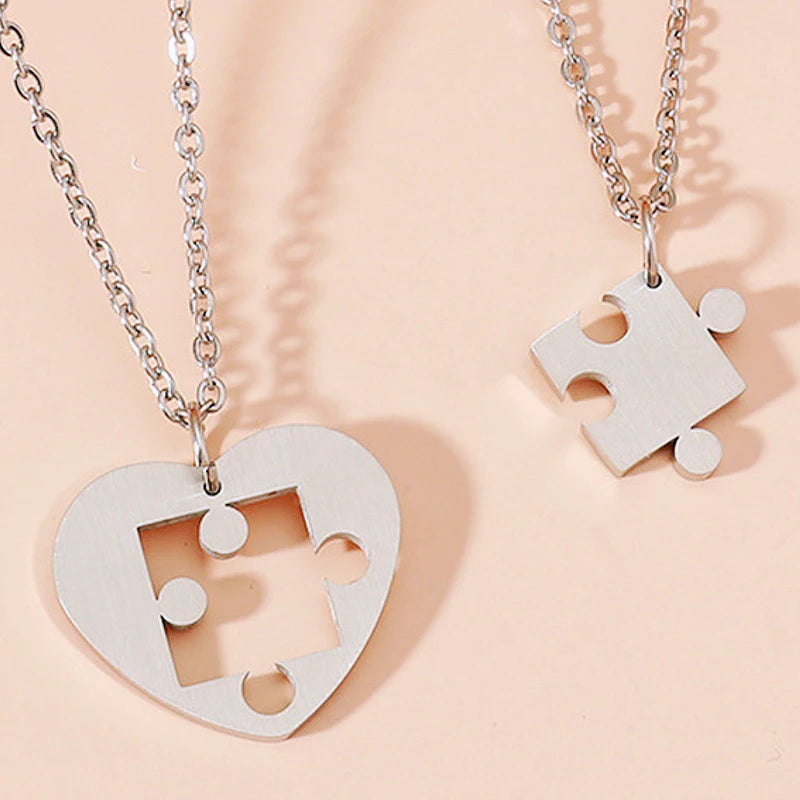 Couple Electrocardiogram Heart Necklace