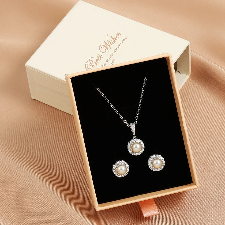 Pearl Zircon Jewelry Set