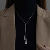 Simple Silver Geometric Necklace for Women - Trendy Long Chain