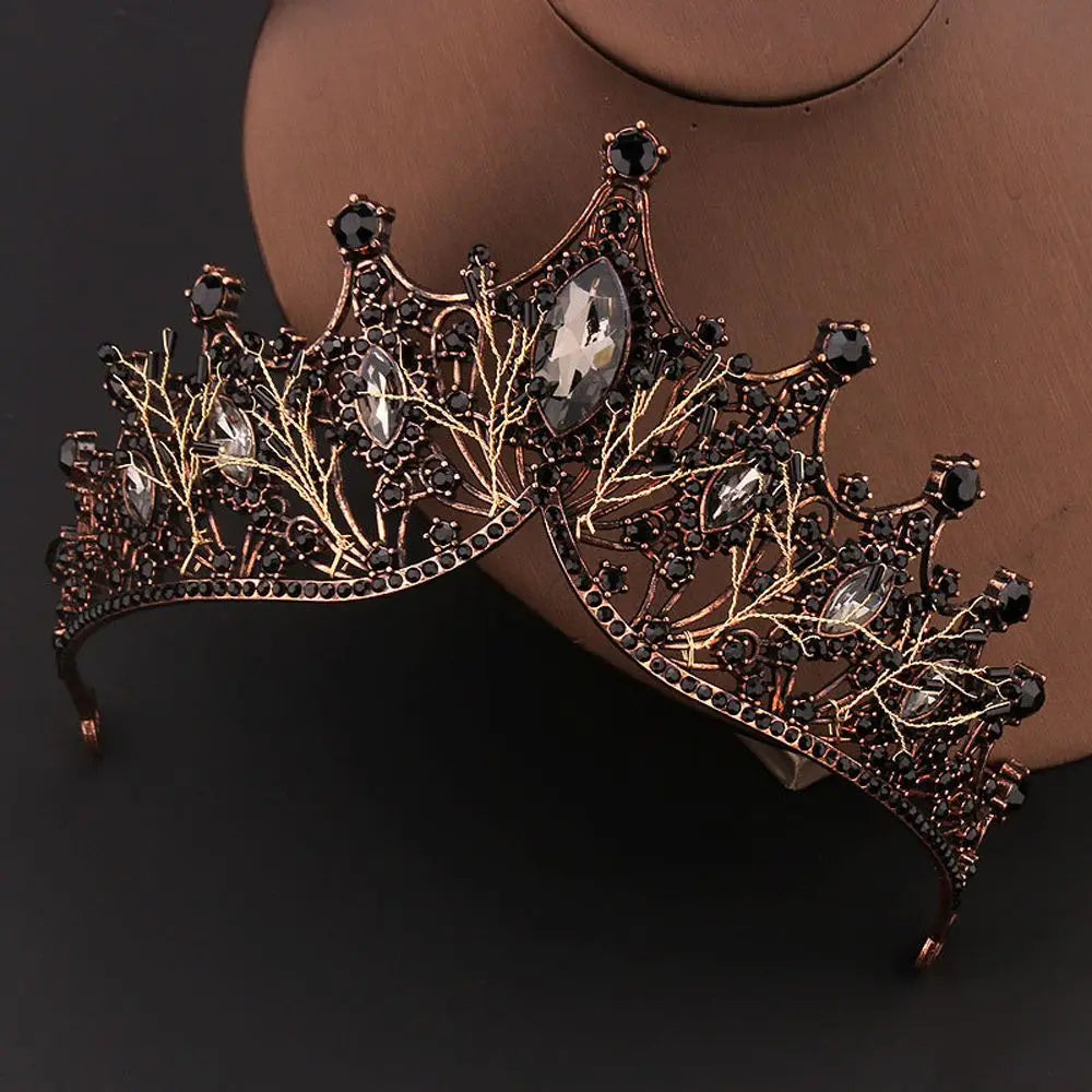 Black Rhinestone Baroque Tiara