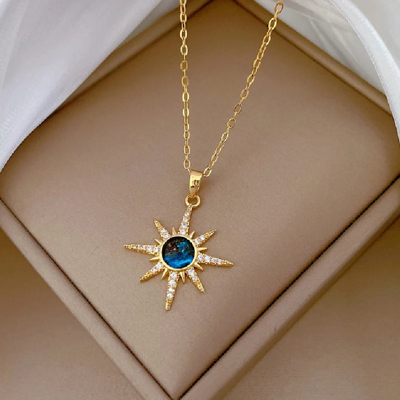 Planet Sun Zircon Pendant Necklace