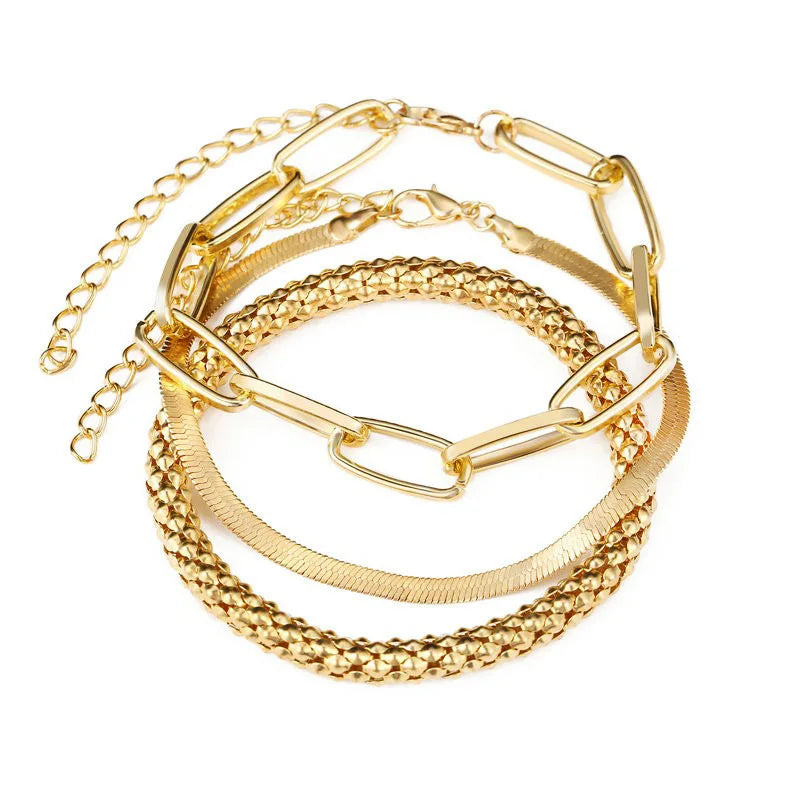 Bohemian Gold Chain Bracelet Set