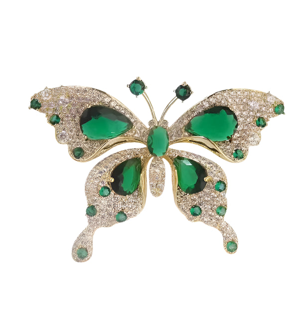 Green Emerald Butterfly Brooch Jewelry