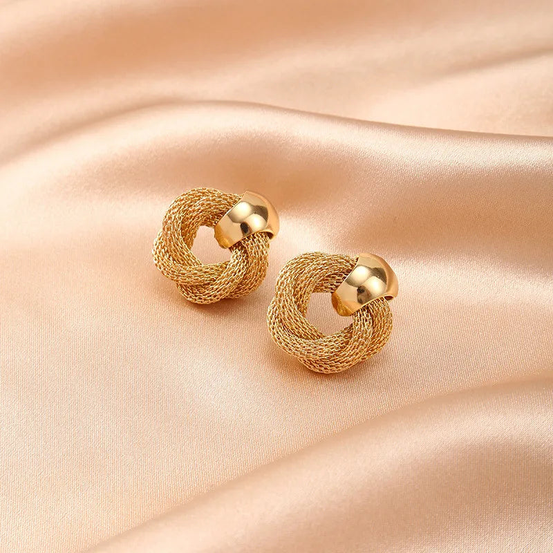 Vintage Metallic Twisted Circle Earrings