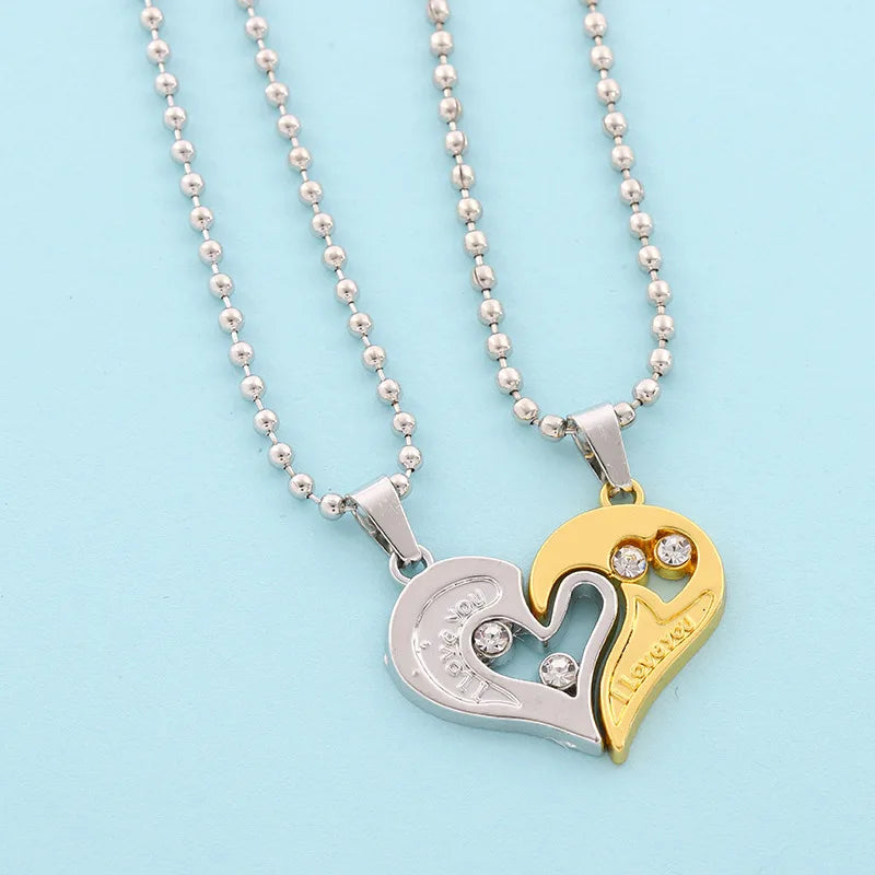 Couple Electrocardiogram Heart Necklace