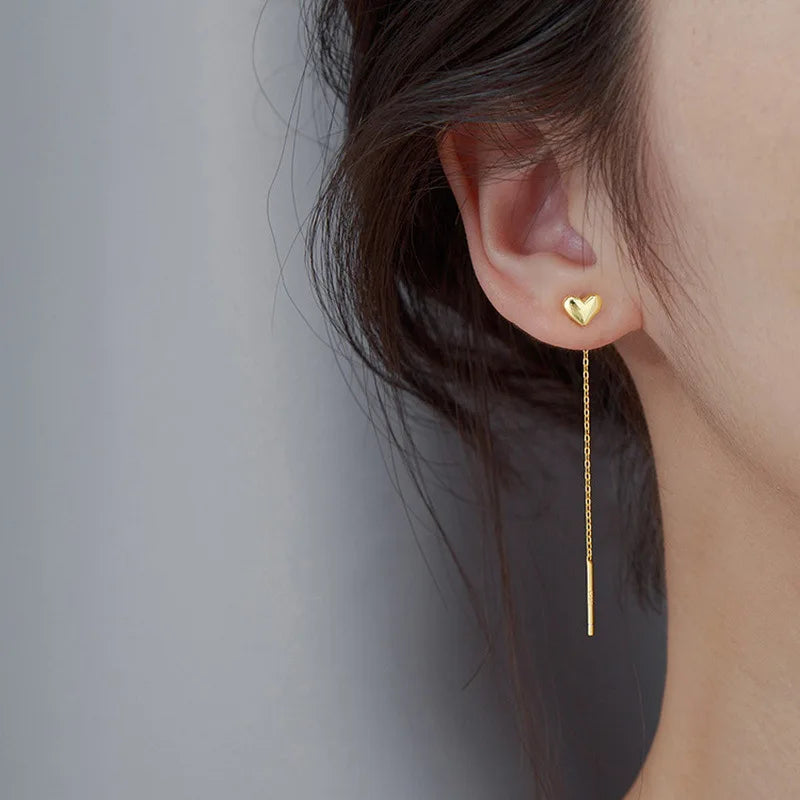 Trendy Long Tassel Drop Earrings with Star and Heart Pendants