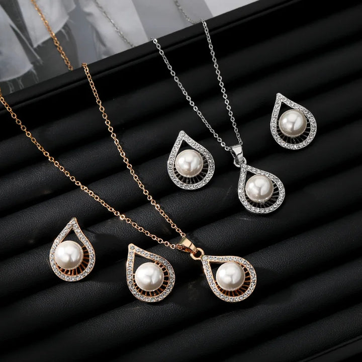 Gold Plated Pearl Necklace Set