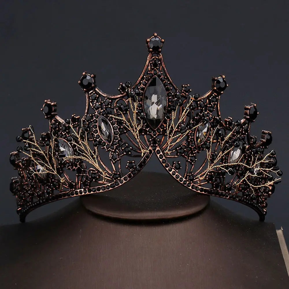 Black Rhinestone Baroque Tiara