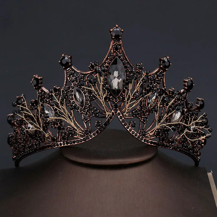 Black Rhinestone Baroque Tiara